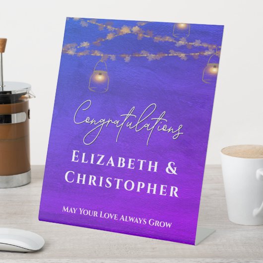 Gefeliciteerd met Rustic Tea Lights Engagement Par Reclamebord Met Voetstuk (Insitu)