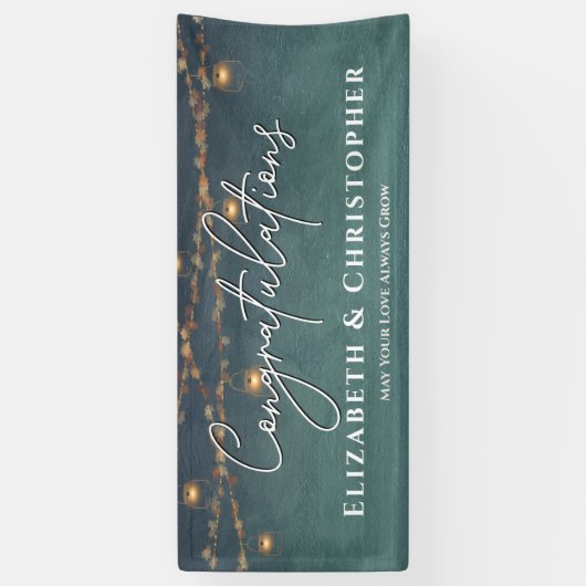 Gefeliciteerd met Rustic Tea Lights Engagement Par Spandoek (Verticaal)