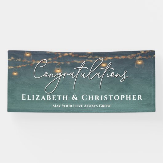 Gefeliciteerd met Rustic Tea Lights Engagement Par Spandoek (Horizontaal)