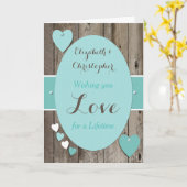 Gefeliciteerd met Rustic Wedding Day turkooise Kaart (Gele Bloem)