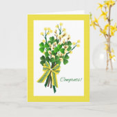 Gefeliciteerd met Spring Shamrocks and Flowers Kaart (Gele Bloem)