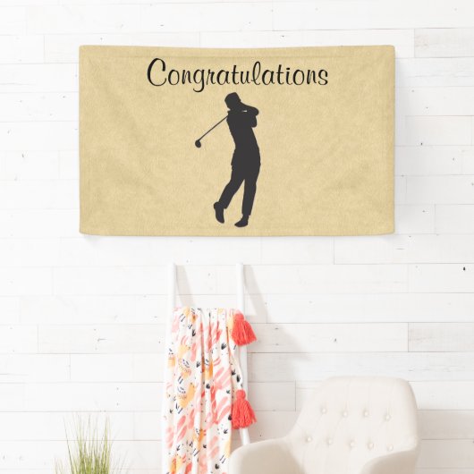 Gefeliciteerd met Tan Leather Golf Design Spandoek (Insitu)