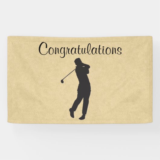 Gefeliciteerd met Tan Leather Golf Design Spandoek (Horizontaal)