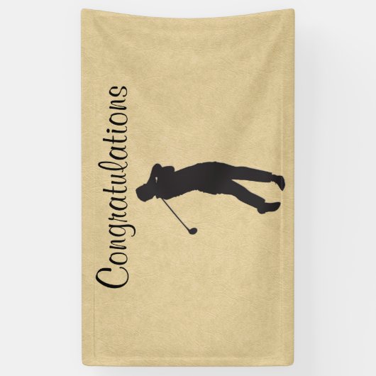 Gefeliciteerd met Tan Leather Golf Design Spandoek (Verticaal)