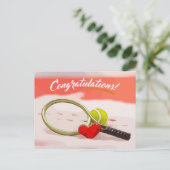 Gefeliciteerd met Tennis ball, rood met liefde Briefkaart (Staand voorkant)