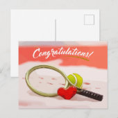 Gefeliciteerd met Tennis ball, rood met liefde Briefkaart (Voorkant / Achterkant)