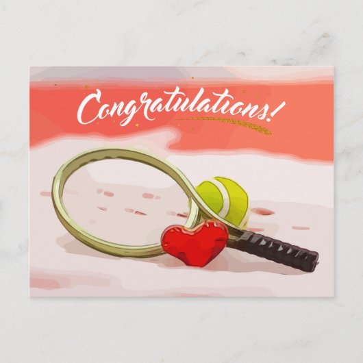 Gefeliciteerd met Tennis ball, rood met liefde Briefkaart (Voorkant)