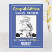Gefeliciteerd met training als verpleegster kaart (Gele Bloem)