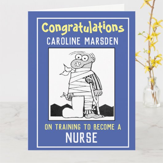 Gefeliciteerd met training als verpleegster kaart (Gele Bloem)