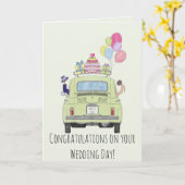 Gefeliciteerd met Trouwdag Fiat 500 Kaart (Gele Bloem)