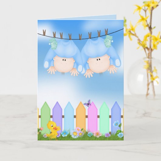 Gefeliciteerd met twee jongens kaart (Gele Bloem)