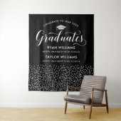 Gefeliciteerd met twee zwarte zilveren Confetti-pa Wandkleed (In situ)