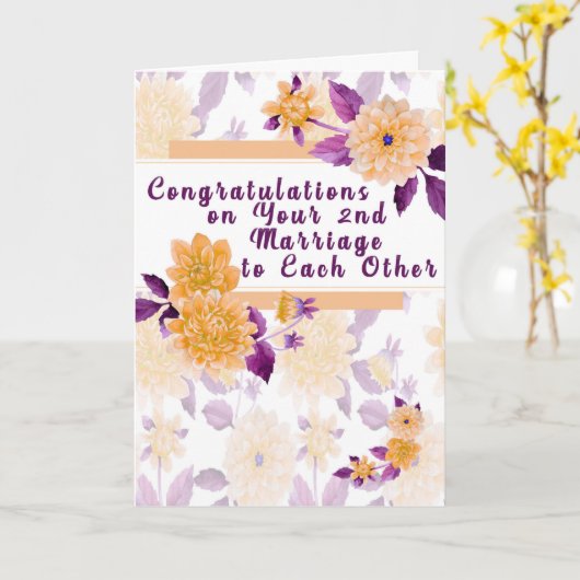 Gefeliciteerd met tweede bruiloft met elkaar kaart (Gele Bloem)