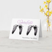 Gefeliciteerd met Twin Girls Kaart (Gele Bloem)