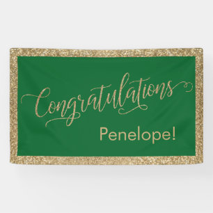 Gefeliciteerd met Typografie Gold Glitter en Green Spandoek