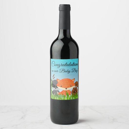 Gefeliciteerd met uw Baby Boy Wine Bottle Label Wijn Etiket (Voorkant)