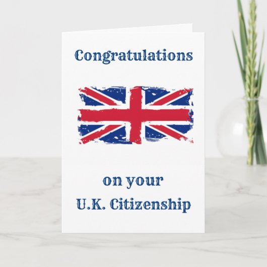 Gefeliciteerd met uw Britse Citizenship Union Jack Kaart (Voorkant)