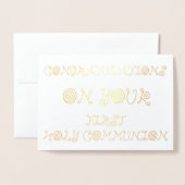 Gefeliciteerd met uw eerste Heilige Communie Folie Kaarten (Voorkant met envelop)