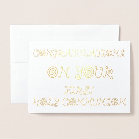 Gefeliciteerd met uw eerste Heilige Communie Folie Kaarten (Voorkant met envelop)
