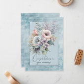 Gefeliciteerd met uw huwelijk bloemenboeket notitiekaartje (Voorkant / Achterkant in situ)