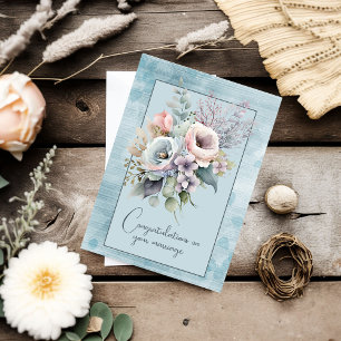 Gefeliciteerd met uw huwelijk bloemenboeket notitiekaartje