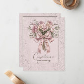 Gefeliciteerd met uw huwelijk bloemenboeket notitiekaartje (Voorkant / Achterkant in situ)