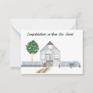 Gefeliciteerd met uw nieuwe Home Kaart Waterverf Notitiekaartje