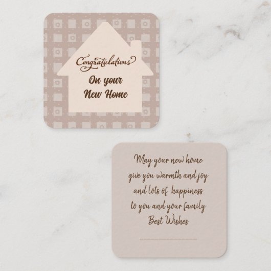 Gefeliciteerd met uw nieuwe Home Notitiekaartje (Voorkant / Achterkant)