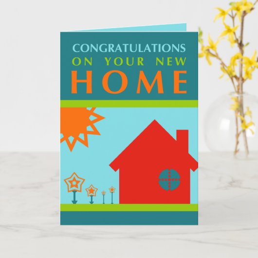 Gefeliciteerd met uw nieuwe huis (Crayola Shapes) Kaart (Gele Bloem)