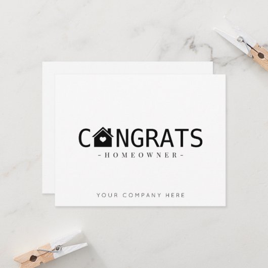 Gefeliciteerd met uw nieuwe huis Eigenaar Vastgoed Kaart (Voorkant / Achterkant in situ)