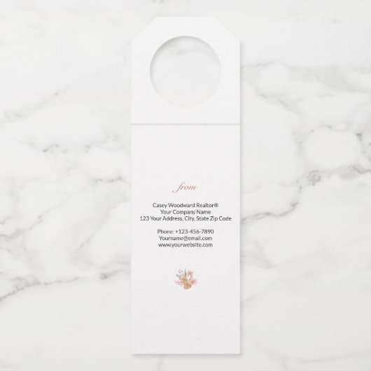 Gefeliciteerd met uw nieuwe huis Floral Waterverf Flessenhanger (Achterkant)