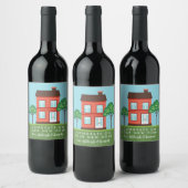 Gefeliciteerd met uw nieuwe huis Schattige huis Wijn Etiket (Flessen)