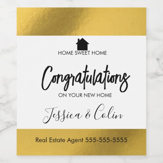 Gefeliciteerd met uw nieuwe woning voor makelaars  wijn etiket (Enkel label)