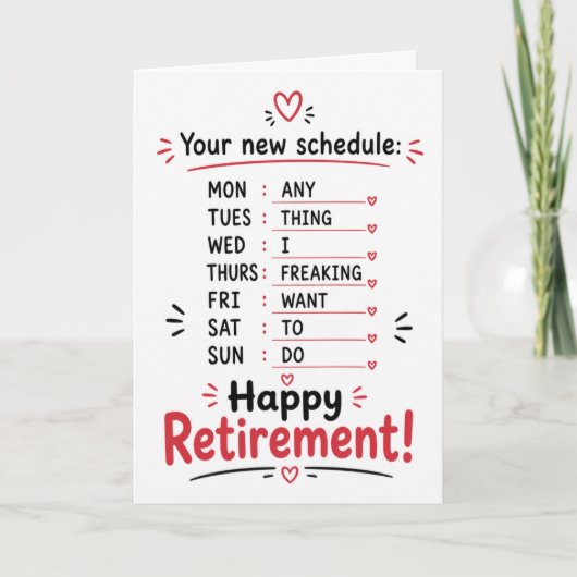 Gefeliciteerd met uw pensioen Schema Kaart (Voorkant)