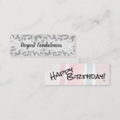 Gefeliciteerd met uw verjaardag/diepste condoleanc mini visitekaartje (Voorkant / Achterkant)