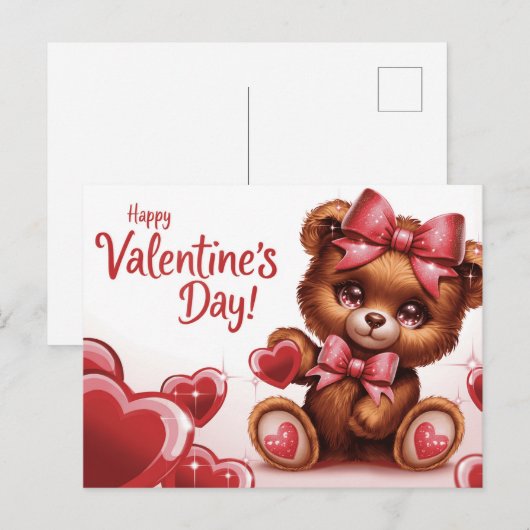 Gefeliciteerd met Valentijnsdag Ourson -7 Briefkaart (Voorkant / Achterkant)