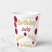 Gefeliciteerd met verjaardag Juli Birthdays Paper  Papieren Bekers (Achterkant)