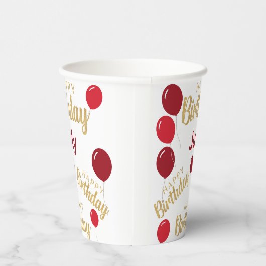 Gefeliciteerd met verjaardag Juli Birthdays Paper  Papieren Bekers (Rechts)