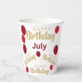 Gefeliciteerd met verjaardag Juli Birthdays Paper  Papieren Bekers (Voorkant)