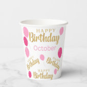 Gefeliciteerd met verjaardag oktober Birthdays Pap Papieren Bekers (Achterkant)