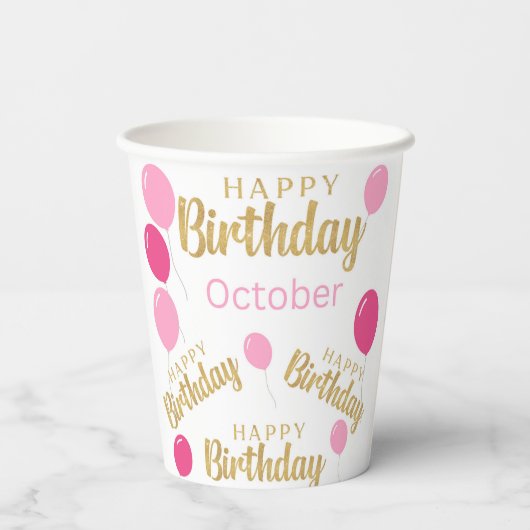 Gefeliciteerd met verjaardag oktober Birthdays Pap Papieren Bekers (Achterkant)