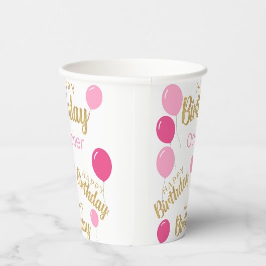 Gefeliciteerd met verjaardag oktober Birthdays Pap Papieren Bekers (Rechts)