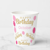 Gefeliciteerd met verjaardag oktober Birthdays Pap Papieren Bekers (Voorkant)