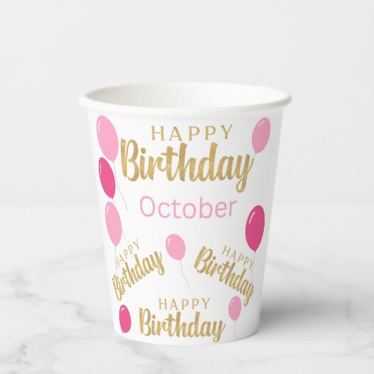 Gefeliciteerd met verjaardag oktober Birthdays Pap Papieren Bekers (Voorkant)