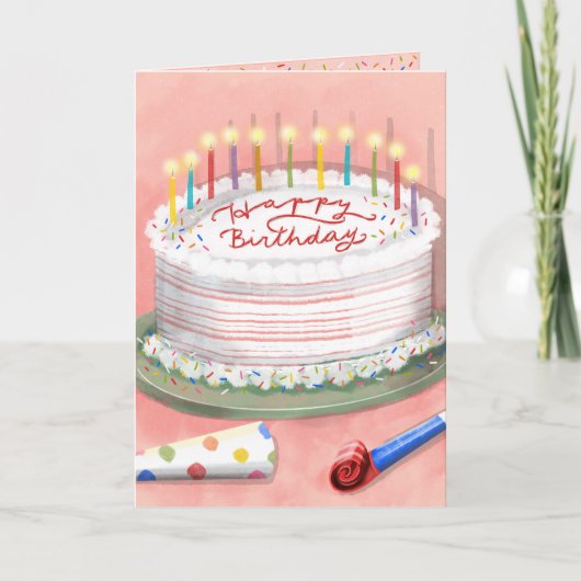 Gefeliciteerd met verjaardag regenbooggebak, verja kaart (Voorkant)