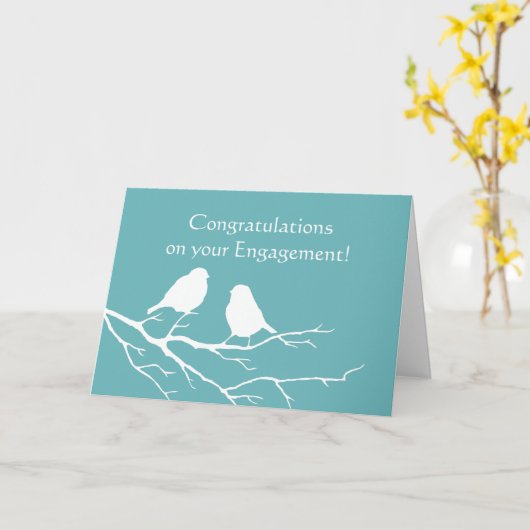 Gefeliciteerd met Verloving Cute Sparrow Bird Blue Kaart (Gele Bloem)