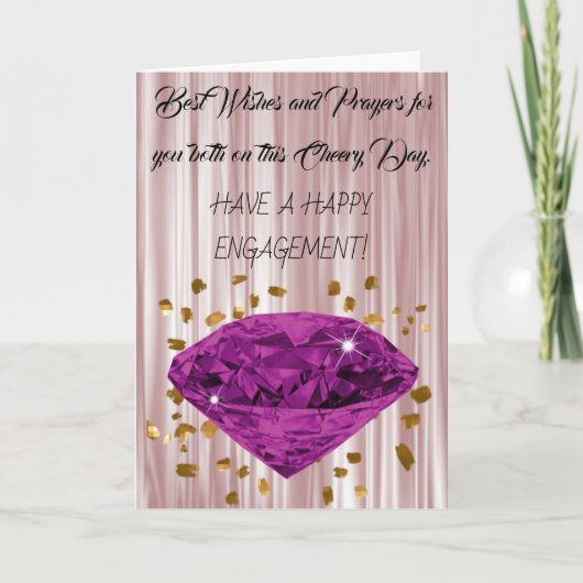 Gefeliciteerd met Verloving, Gold Paarse Diamond Kaart (Voorkant)