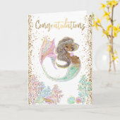 Gefeliciteerd met verwacht Mermaid Pregnant Gold C Kaart (Gele Bloem)