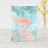 Gefeliciteerd met verwacht Mermaid Pregnant Kaart (Gele Bloem)