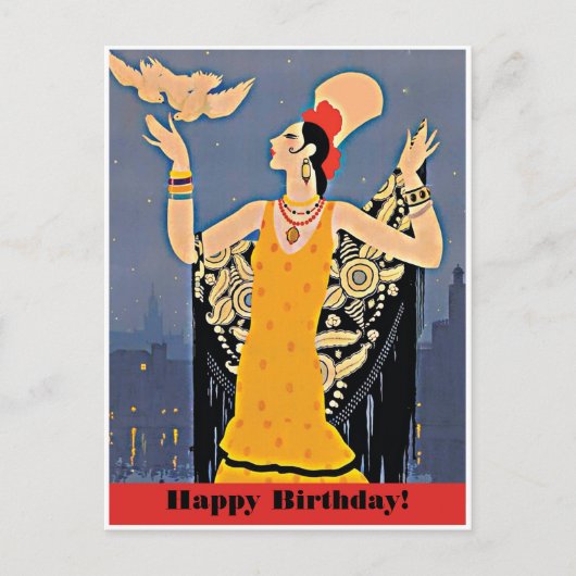 Gefeliciteerd met Vintage Lady uit Spanje Briefkaart (Voorkant)